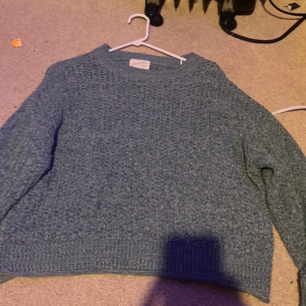 Blue sweater with half sleeve and cropped top
